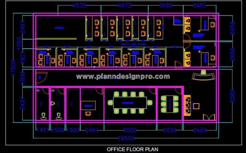 Office Interior Layout Plan Free AutoCAD DWG File